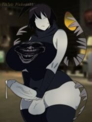 1ambiguous ambiguous_gender big_breasts bottomless comic_page cum_leaking_out_of_penis erect_penis forsaken gynomorph mango meme_reference piskonuhh tagme tail thigh_highs trollface tuff two_time water