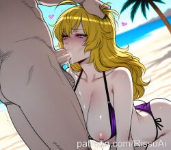 yang_xiao_long rooster_teeth rwby viz_media patreon patreon_username patreon_link absurdres aesthetic ai_generated anime anime_style blurred_background digital_art digital_painting high_quality highres line_art soft_shading 1girls 1girl 1female solo_focus big_breasts huge_breasts large_breasts big_ass large_ass bubble_butt bubble_ass thick curvy curvy_figure curvy_female curvy_body curvy_hips curvy_thighs sexy sexy_pose sexy_body sexy_female beautiful beautiful_girl beautiful_female cute cute_face 2026 blush blushing blush_lines blushing_female rissuai horny horny_female horny_face horny_expression excited excited_female excited_for_sex excited_expression long_hair breasts blonde_hair 1boy cleavage bare_shoulders nipples purple_eyes collarbone swimsuit ahoge ass hetero heart outdoors bikini nude sky penis day artist_name cum tears water blue_sky tree symbol-shaped_pupils shiny_skin uncensored ocean side-tie_bikini_bottom wavy_hair halterneck erection beach heart-shaped_pupils testicles clothes_pull oral trembling fellatio string_bikini clothed_female_nude_male hand_on_another's_head cum_in_mouth sand large_penis cum_overflow palm_tree purple_bikini bikini_pull grabbing_another's_hair thong_bikini irrumatio deepthroat snot hand_in_another's_hair nose_bubble cum_in_nose