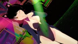 rwby logang45 blake_belladonna 1girls solo_female yellow_eyes cat_ears bunny_ears bunnysuit pose posing long_hair long_hair_female cleavage