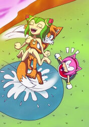 1boy 2girls 4kids_entertainment amy_rose balls barefoot big_breasts breasts canon_couple cosmo_the_seedrian feet female fox g-strike hedgehog interspecies male miles_prower navel nipples nude penis pussy seedrian sega sex sonic_(series) sonic_the_hedgehog_(series) sonic_x tagme tails_the_fox tms_entertainment