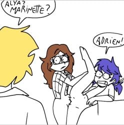 marinette_dupain-cheng marinettedupaincheng miraculous_ladybug miraculous:_tales_of_ladybug_and_cat_noir adrien_agreste alya_cesaire doodle lesbian_sex lesbians disney_channel surprised scissoring pussy