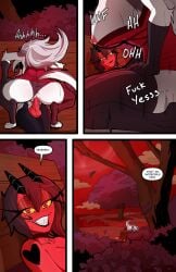 anthro anthro_penetrated anus balls bench black_hair bodily_fluids breasts butt canid canid_demon canine claws clothed clothed_anthro clothed_female clothed_humanoid clothed_male clothing clothing_aside comic demon dialogue digital_media_(artwork) dress duo english_text exposed_breasts eyelashes female female/female female_anthro female_penetrated fur furniture genitals grey_body grey_fur grey_hair group hair hellaverse hellhound helluva_boss hi_res humanoid humanoid_genitalia humanoid_on_anthro humanoid_penetrating humanoid_penetrating_anthro humanoid_penis husband_and_wife imp long_comic long_eyelashes long_hair loona_(helluva_boss) male male/female male_penetrating male_penetrating_female mammal married_couple millie_(helluva_boss) moxxie_(helluva_boss) multicolored_body multicolored_fur mythological_canine mythological_creature mythology nipples panties panties_aside park park_bench penetration penile penile_penetration penis penis_in_vagina pubes public public_exposure public_sex red_body red_sclera red_skin sex smile swain_(artist) tail text topwear trio two_tone_body two_tone_fur underwear underwear_aside url vaginal vaginal_penetration vulva white_body white_fur