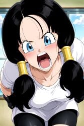 1girls ai_generated close_up_view dragon_ball_z fetish forced_presentation looking_at_viewer mouth_fetish mouth_focus open_mouth presenting_mouth unknown_artist videl