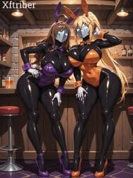 ai_generated big_ass big_breasts black_skin blode_hair brown_hair bunny bunny_costume bunny_ears bunny_girl bunny_tail bunny_waitress bunnygirl bunnysuit corrupted corruption corruption_complete darkness_(konosuba) drone femsub fishnet_thighhighs fishnets glowing_eyes happy_trance high_heels huge_breasts hypnosis hypnotic_mask hypnotized hypnotized_female konosuba konosuba:_god's_blessing_on_this_wonderful_world! lalatina_dustiness_ford large_breasts latex latex_bodysuit latex_clothing latex_skinsuit leotard mask masked masked_female mind_control multiple_females multiple_girls orange_leotard ponytail purple_leotard sexy_pose shadow_(persona) shadow_bunny shadow_self_(persona) shadow_waitress silver_mask standing transformation two_girls waitress wiz_(konosuba) xftriber