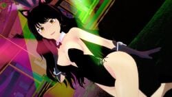 rwby logang45 blake_belladonna 1girls solo_female half-dressed half_naked half_naked_female black_hair black_hair_female yellow_eyes cat_ears faunus pose posing