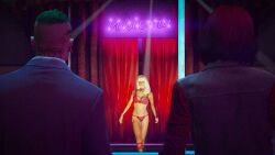 tornadoqt grand_theft_auto_online grand_theft_auto juliet_(grand_theft_auto_v) gta_online_male_character gta_online_female_character 3dcg game_cg cinematic filtered filter absurd_res high_resolution blonde-haired_female red_lingerie thong red_bikini bikini lingerie bare_shoulders collarbone vanilla_unicorn stripper older_woman 2girls 1boy strutting navel expressionless red_choker choker ribbon_choker text neon_sign source_request rockstar_editor 3d emotionless_female 3d_(artwork) emotionless uncaring_female uncaring highres absurd_resolution unbothered