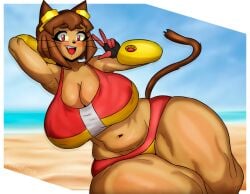 kit_(gameoverse) pennyforse gameoverse 1girl 1female big_breasts big_ass huge_breasts huge_ass female female_only female_focus solo solo_female tagme bikini beach_background