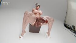 3d avengers earrings fisheye foreskin futa_only futanari high_heels huge_breasts huge_penis looking_away marvel marvel_rivals muscular_futa navel_piercing rogue_(marvel_rivals) septum_piercing sitting stockings x-men yeetiques