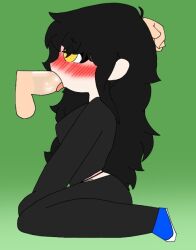 1boy 1girls balls big_penis black_clothing black_hair blowjob disembodied_penis gavexlight nisha_(gavexlight) oc penis roblox roblox_avatar robloxian self_upload tagme white_skinned_female yellow_eyes