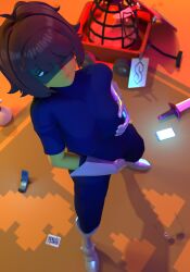 3d 3d_(artwork) 3d_model 3d_render alternative_version_available artist_upload big_breasts blender blender_(software) brown_hair deltarune female female_focus female_only gauntlets kris_(dark_world_form) kris_(deltarune) kris_female_(deltarune) nonbinary nuke84 radiationhazard red_eyes self_pleasure self_upload skinsuit solo solo_female temmietox temmietox_(artist) transgender