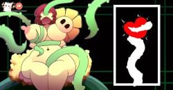 frisk undertale yazu_(artist) flowey_the_flower 1girls 1boy big_breasts big_thighs yellow_body brown_hair short_hair flower soul_(undertale) vines nipple_suck nipple_sucking tagme groping groping_breasts