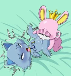 absurd_res ahegao anthro blue_body blue_eyes blue_fur bodily_fluids bracelet breasts bulldog canid canine canis cheek_tuft chibi clitoris collar crown cunnilingus curled_tail deep_cunnilingus domestic_cat domestic_dog duo ejaculation eyes_closed facial_markings facial_tuft felid feline felis female fur genital_fluids genitals half-closed_eyes head_markings headgear hi_res jewelpet jewelry king_(jewelpet) lapis_(jewelpet) leg_grab looking_pleasured lying male male/female mammal markings mastiff molosser muzzle_(marking) narrowed_eyes navel ninotrash nipples on_back oral orgasm penetration pink_body pink_fur russian_blue sanrio sega_fave sex shortstack shuddering spread_legs spreading tail tongue tongue_out tongue_penetration tuft vaginal vaginal_fluids vaginal_squirting