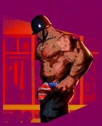 2024 3d bara bulge gay male male_only meme muscular nipples puffy_nipples soldier_(team_fortress_2) team_fortress_2 tight_pants_(meme) unrealsoska228 video_games yaoi