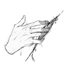 black_and_white hand hikaru_indou hole the_summer_hikaru_died wet_hole