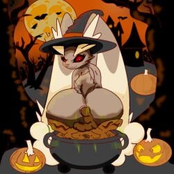 ambiguous_gender anthro avian bird brown_body brown_fur buried buried_in_feces cauldron clothing duo eyelashes feces female feral food forest frown fruit fur generation_4_pokemon halloween hat haunted_house headgear headwear holidays jack-o'-lantern looking_at_viewer looking_back lopunny lust_angelo moon nintendo plant pokemon pokemon_(species) pooping pooping_on_another pumpkin questionable_consent red_eyes scat scatplay sky smile tail tree tulip_(kitokitokito) witch_hat