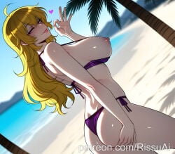 1female 1girl 1girls 2026 absurdres aesthetic ahoge ai_generated anime anime_style artist_name ass ass_grab back bare_shoulders beach beautiful beautiful_female beautiful_girl big_ass big_breasts bikini bikini_pull blonde_hair blue_sky blurred_background blurry blurry_background blush blush_lines blushing blushing_female breasts breasts_out bubble_ass bubble_butt closed_mouth clothes_pull cowboy_shot curvy curvy_body curvy_female curvy_figure curvy_hips curvy_thighs cute cute_face day digital_art digital_painting dutch_angle excited excited_expression excited_female excited_for_sex fellatio_gesture female female_only from_behind from_side grabbing_own_ass hair_between_eyes half-closed_eyes halterneck hand_on_own_ass hand_up handjob_gesture heart high_quality highres horny horny_expression horny_face horny_female huge_breasts large_ass large_breasts line_art long_hair looking_at_viewer looking_back naughty_face nipples ocean ok_sign outdoors palm_tree patreon patreon_link patreon_username purple_bikini purple_eyes rissuai rooster_teeth rwby sand seductive_smile sexy sexy_body sexy_female sexy_pose shiny_skin shore side-tie_bikini_bottom sky smile soft_shading solo solo_focus standing string_bikini swimsuit thick thighs thong_bikini tongue tongue_out tree viz_media water wavy_hair yang_xiao_long