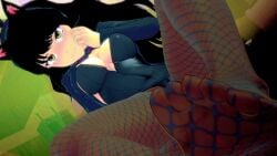 rwby blake_belladonna 1girls solo_female half-dressed half_naked half_naked_female black_hair black_hair_female yellow_eyes cat_ears faunus pose posing cleavage logang45