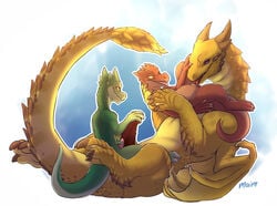 2016 anthro anthro_on_feral chimpyevans cunnilingus dragon dungeons_and_dragons female feral frottage group group_sex happy happy_sex kobold larger_male maim male membranous_wings nude oral penis penis_grab penis_size_difference scalie sex simple_background size_difference smaller_male straight threesome tongue tongue_out vaginal_penetration wings yaoi zoophilia