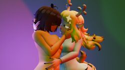 3d 3d_(artwork) 3d_model 3d_render alternate_version_available artist_upload blender brown_hair deer_girl deltarune embrace human_on_anthro kris_(deltarune) noelle_holiday nuke84 pantsless_female radiationhazard red_eyes romantic self_upload shirtless_male temmietox temmietox_(artist) transgender wholesome