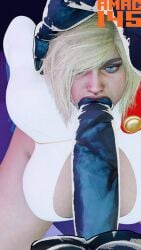 amac145 animated blonde_hair blowjob crossover dc dc_comics dubious_consent fellatio futa_on_female futanari gif giver_pov huge_breasts injustice_2 looking_at_viewer marvel marvel_rivals oral_penetration power_girl she-venom superman_(series)
