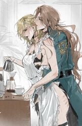 xwilson127 langley_(path_to_nowhere) catherine_augustus_andohar_(path_to_nowhere) path_to_nowhere yuri female female_only female_focus suggestive after_sex uniform uniform_female military_uniform military_hat spank_marks apron apron_only clothes clothed clothing barely_clothed ass butt groping groping_breasts groping_from_behind taller_female larger_female smaller_female shorter_female older_female younger_female dominant_female submissive_female long_hair blonde blonde_female blonde_hair blonde-haired_female blonde_hair_female