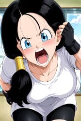 1girls ai_generated angry close_up_view dragon_ball_z fetish forced_presentation looking_at_viewer mouth_fetish mouth_focus open_mouth presenting_mouth unknown_artist videl