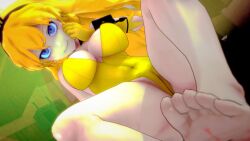 rwby yang_xiao_long logang45 1girls solo_female half-dressed half_naked half_naked_female bunny_ears bunnysuit blonde_hair blonde_female long_hair long_hair_female purple_eyes pose posing