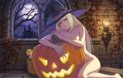 1girls aesthetic ai_edit ai_generated artwork bandai_namco bangs blonde_hair breasts convenient_censoring convenient_censorship emilie_de_rochefort female female_focus female_only halloween halloween_pumpkin halloween_theme hugging_object human leaning leaning_on_object legs light-skinned_female light_skin long_hair medium_breasts namco nude nude_female official_art pale_skin pumpkin_head smile solo tagme tekken tekken_7 thighs video_game_character