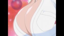 1girl bleach breasts breasts_focus cleavage dark-skinned_female dark_skin fat_breasts huge_breasts matsumoto_rangiku official_art school_uniform screencap solo