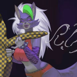 anthro armwear ball_grab balls big_penis bodily_fluids bottomwear breasts canid canine canis clothed clothing cum cumshot digital_media_(artwork) duo ejaculation erection eyeshadow female five_nights_at_freddy's five_nights_at_freddy's:_security_breach fur genital_fluids genitals hair half-closed_eyes hand_on_penis handjob hi_res humanoid_genitalia humanoid_penis looking_at_genitalia looking_at_penis makeup male male/female mammal narrowed_eyes navel nude penile penis pulred roxanne_wolf roxanne_wolf_(fnaf) scottgames sex simple_background smile standing steel_wool_studios tail topwear wolf