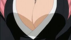 1girl animated between_breasts bleach breasts cleavage fat_breasts gif huge_breasts japanese_clothes jiggling_breasts matsumoto_rangiku mole ninja official_art screencap solo