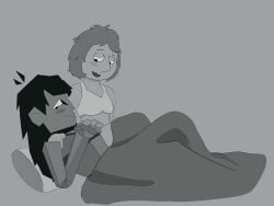 2girls crackship crossover ena ena_(series) family_guy grayscale half_nude in_bed lois_griffin lol peruvian_female post_sex skydoesxxx underwear wholesome wtf wtf_is_this