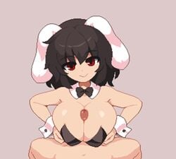 1boy 1girls 2d 2d_animation alternate_breast_size animal_ears animated big_breasts black_hair breasts bunny_costume bunny_ears bunny_girl bunnysuit costume cum cum_between_breasts cum_everywhere cum_on_breasts cum_on_face edit ejaculation ejaculation_between_breasts excessive_cum faceless_male facial female friend happy huge_breasts human large_breasts longer_than_30_seconds male mammal necktie outercourse paizuri paizuri_lead_by_female paizuri_on_lap penis pixel_animation pixel_art projectile_cum red_eyes sex small_but_busty sound sound_edit straight takorin tewi_inaba touhou uncensored video