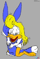 anthro buster_bunny duck female fur furry male mammal pouncer rabbit shirley_the_loon soft_feathers straight tagme tiny_toon_adventures