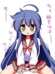 blue_hair female konata_izumi lucky_star school_uniform