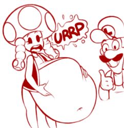 burping digestion fatal_vore luigi mario_(series) princess_peach soft_vore spaghettiz super_mario_bros. thumbs_up toadette vore vore_belly