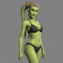 ai_generated airtist alien alien/human alien_girl alien_humanoid ass ass_focus athletic bikini bikini_bottom bikini_top close-up close_up closeup eleni_syndulla female female_only fit green_body green_eyes headtail high_resolution highres looking_back panties patreon seducing seduction seductive seductive_body seductive_eyes seductive_gaze seductive_look seductive_mouth seductive_pose star_wars tagme tentacle thong twi'lek underwear