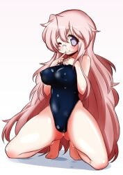 1girls lucky_star miyuki_takara pink_hair swimsuit