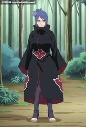 ai_generated aindroidparanoid akatsuki_(naruto) big_breasts breasts busty cameltoe coat covered_nipples curvy female female_only forest hips huge_breasts jacket konan large_breasts lingerie makeup narrow_waist naruto naruto_(classic) naruto_(series) naruto_shippuden ninja nipples orange_eyes outdoors piercing purple_hair short_hair stable_diffusion thighhighs voluptuous waist wide_hips