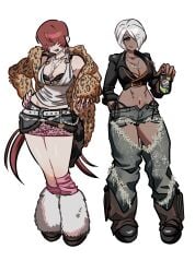 absurd_res angel angel_(kof) artist_request belly belly_button belt big_breasts blue_eyes boots bra breasts busty clothed clothed_female clothing coat cross cute cute_face dark-skinned_female dark_skin earrings female fit fit_female fluffy ganguro gyaru heart heart_symbol holding huge_breasts jacket jean_shorts jeans jewel jewelry king_of_fighters leather leather_boots leather_clothing light-skinned_female light_skin long_hair long_nails long_socks looking_at_viewer medium_breasts necklace open_mouth painted_nails pale-skinned_female pale_skin ponytail red_hair ripped_clothing seductive seductive_look shermie_(kof) shoes short_hair shorts showing_off skirt smile smiley_face smiling socks source_request standing tan tan_body tan_skin tank_top thick thick_thighs thighs thin_waist thong tied_hair toned toned_body toned_female toned_stomach very_long_hair voluptuous voluptuous_female white_hair wide_hips wings