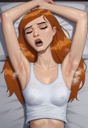 1girls ai_generated armpit armpit_fetish armpits arms_up bed ben_10 ben_10_alien_force ben_10_ultimate_alien civitai closed_eyes female female_focus female_only gwen_tennyson gwen_tennyson_(alien_force) gwen_tennyson_(ultimate_alien) laying_on_bed musk musk_clouds musk_fetish musky musky_armpit nipples_visible_through_clothing puckout solo solo_female sweat sweat_fetish sweatdrop sweating sweaty sweaty_armpits sweaty_body sweaty_breasts sweaty_clothes tank_top white_tank_top