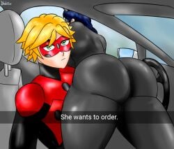 adrien_agreste artist_name big_ass disney disney_channel dladiator inside_car lady_noir ladynoir marinette_dupain-cheng miraculous_ladybug mister_bug she_wants_to_order tagme thick_thighs tight_clothing