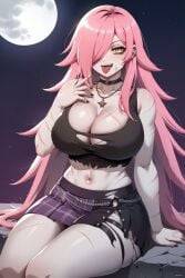 1girls ai_generated ai_hands big_breasts breasts halloween_theme latam_virtual_youtuber long_hair looking_at_viewer night outdoors pink_hair public solo_female tagme thighs torn_clothes tupadrev4 virtual_youtuber vtuber yellow_eyes zombie zombie_girl