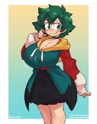 1girls borvar choker female female_deku genderswap_(mtf) huge_breasts izuku_midoriya midoriya_izuku my_hero_academia rule_63