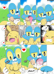 anus balls closed_eyes comic cum cum_in_mouth cum_inside erection fellatio female feral froakie fun_in_the_field_(winick-lim) heart hi_res humanoid_penis interspecies licking male mammal nintendo oral orgasm page_10 penis penis_lick penis_on_tongue pikachu pokémon_(species) pokemon retracted_foreskin rodent sex teeth tongue tongue_out uncut video_games winick-lim