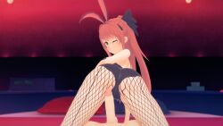 3d big_penis bunny_ears bunny_girl bunnysuit doki_doki_literature_club ecxreaper human human_only light-skinned_female light-skinned_male light_skin looking_at_viewer looking_back male_pov monika_(doki_doki_literature_club) penis pov pov_eye_contact smile straddling