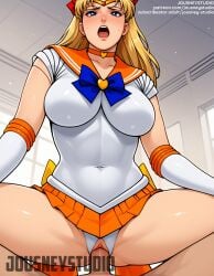 1girls ai_generated aino_minako artist_name big_breasts bishoujo_senshi_sailor_moon blonde_hair blue_eyes blush bow brooch choker clothed_female clothed_female_nude_male clothed_sex clothing clothing_aside covered_navel cowgirl_position crescent crotch_cutout crotchless earrings elbow_gloves female female_focus girl_on_top gloves hair_ornament hairbow heart_brooch indoors jewelry jousneystudio leotard long_hair looking_at_viewer magical_girl minako_aino miniskirt on_top open_mouth orange_choker orange_sailor_collar orange_skirt panties panties_aside pleated_skirt sailor_collar sailor_senshi_uniform sailor_venus sex skirt spread_legs squatting_cowgirl_position straddling straight thighs tiara uncensored vaginal_penetration white_gloves