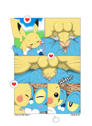 1boy 1girls amphibian comic erection female feral froakie frog fun_in_the_field_(winick-lim) furry heart highres humanoid_penis interspecies kissing male mammal nintendo page_8 penetration penis pikachu pokémon_(species) pokemon pussy pussy_juice retracted_foreskin rodent sex straight text uncut vaginal_penetration video_games winick-lim