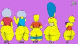 ass back_view bart_simpson big_ass big_ass_(female) big_ass_(male) big_breasts big_butt both_sexes_in_same_situation bottomwear bottomwear_down breasts cigarette clothed clothing family fat_ass female female_focus femboy hassdr4w lisa_simpson male male_focus marge_simpson mature_female minidress multiple_females necklace pants pants_down patty_bouvier pearl_necklace selma_bouvier shirt smoking the_simpsons thick_ass thick_thighs thighs topwear yellow_body