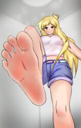 blonde_hair class_of_'09 feet foot_fetish foot_focus jecka_(class_of_'09) not_porn sfw soles stepping_on_female tagme_(artist) toes